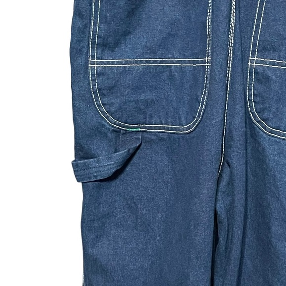 Green Relaxed Fit Denim Overalls with Adjustable Straps - Picture 10 of 15
